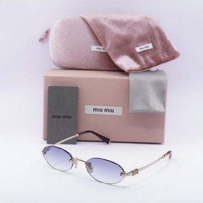 New Miu Miu MUA54S ZVN80O Pale Gold/Clear Gradient Light Blue 51-20-140 Sungl...