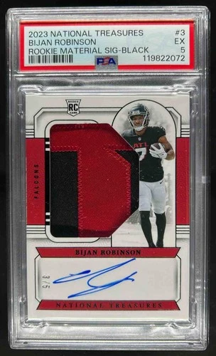 2023 National Treasures Bijan Robinson Rookie RPS RC Patch Black Auto #/5 PSA 5