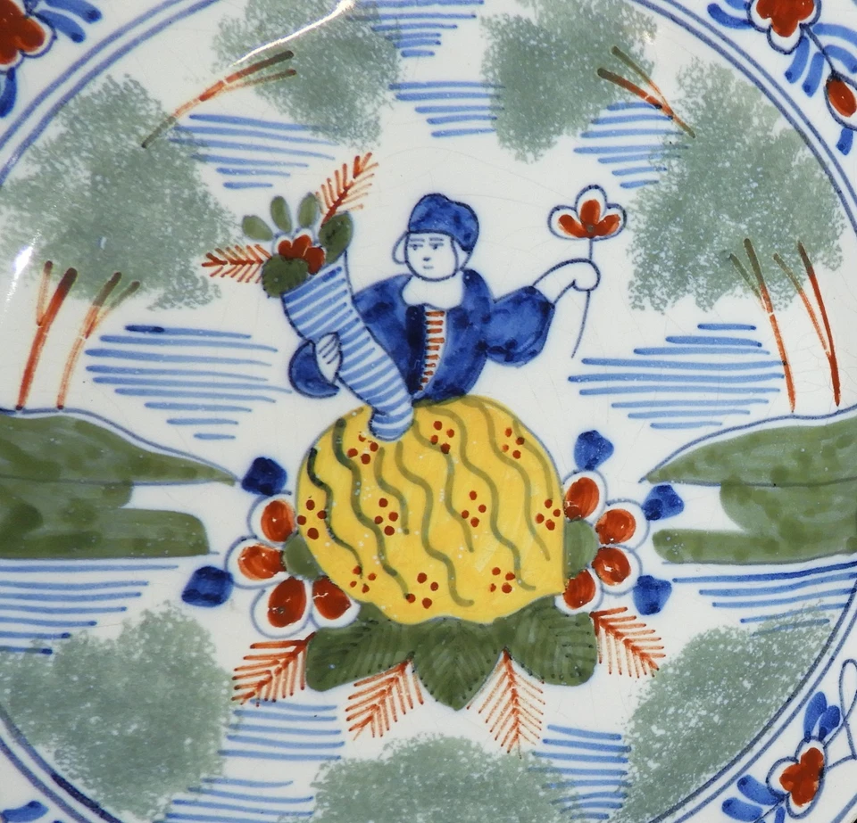 DELFT - PAYS-PAS : Assiette 19ème (23.8 cm, pas de fèle) Polychrome - Photo 4/4