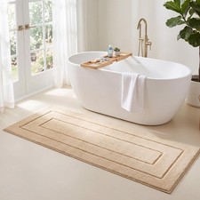 GRANNY SAYS Khaki Bathroom Runner Rug 59" x 24", Soft Microfiber Bath Mat