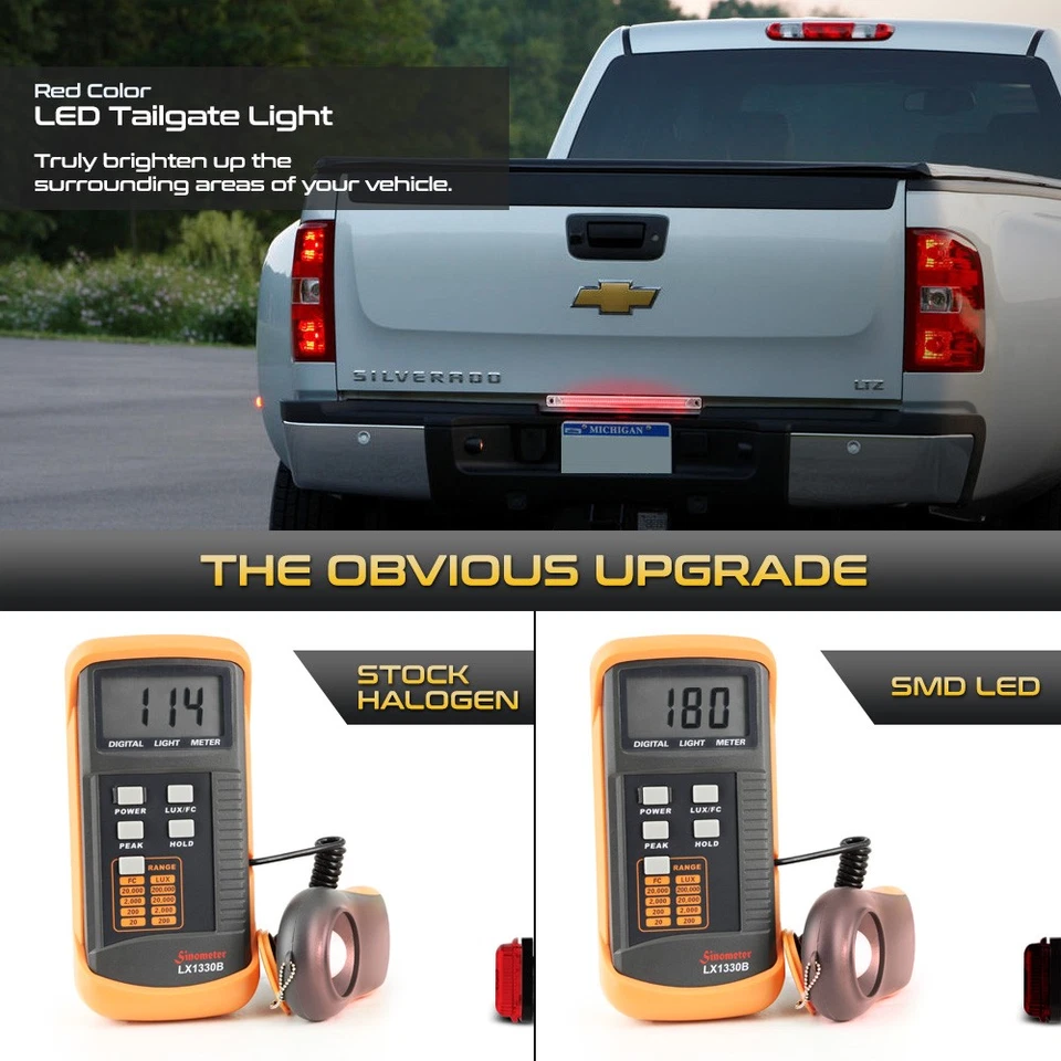 Full LED Tailgate Smoked Brake Lights For 2001-2014 Silverado Sierra 3500 Dually - Imagem 3 de 4