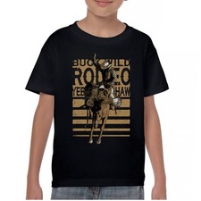 Bronc Riding Cowboy Rodeo Youth T-shirt Western Horseback Rider Kids