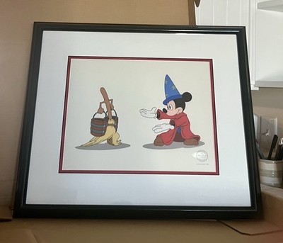Disneyland Mickey Mouse Fantasia Sericel Limited Edition Framed Follow Me Disney