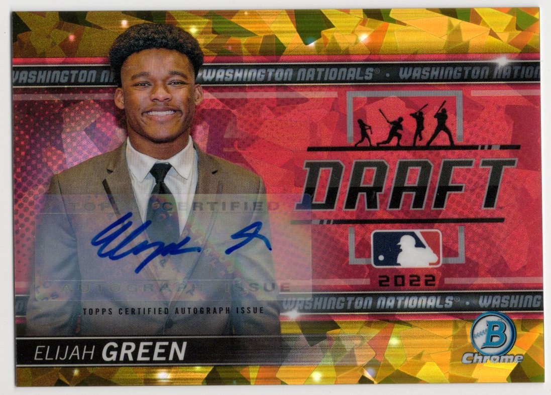 Elijah Green Draft Night Autograph-Atomic Gold Refractor /50 - 2022 Bowman Draft