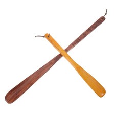2Pcs Long Handle Wood Shoehorn, 13/21" No Bend for Senior Pregnant