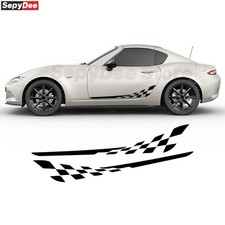 Car Rocker Panel Side Sticker For Mazda Mx-5 Body Checkered Graphic Vinyl Decal