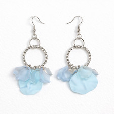 Sea Glass Petals Earrings, Dangle Hoops, Coastal Jewelry, Beach Themed Jewelry