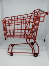 Miniature Replica Red Metal Shopping Cart Doll