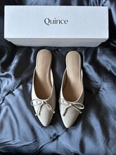Quince Italian Leather Pointed Mule in Almond