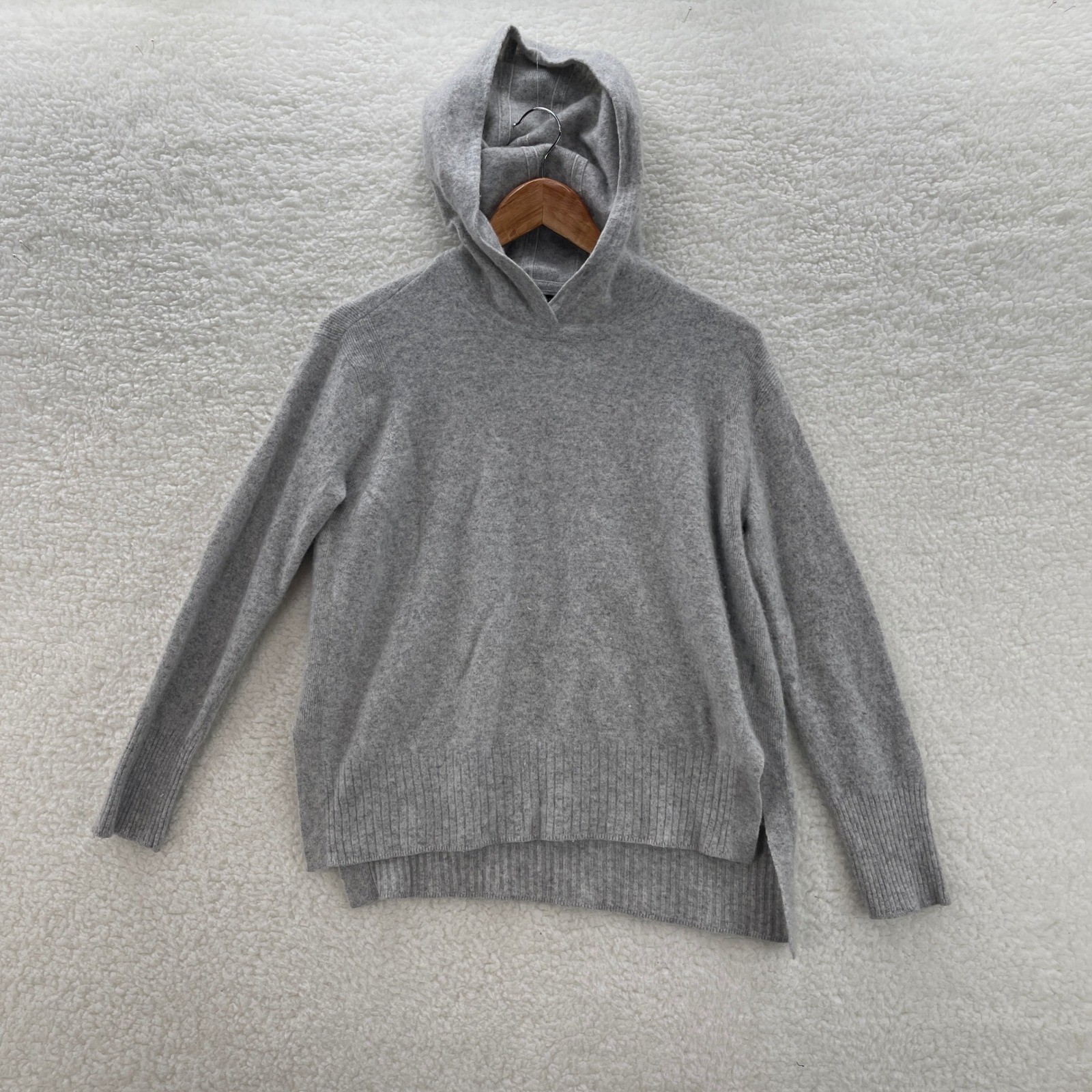 Banana Republic Sweater Womens L Gray Italian Merino Wool Blend Hoodie Preppy