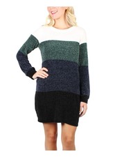 CRYSTAL DOLLS Womens Sheath Above The Knee Dress Green Long Sleeve Juniors L