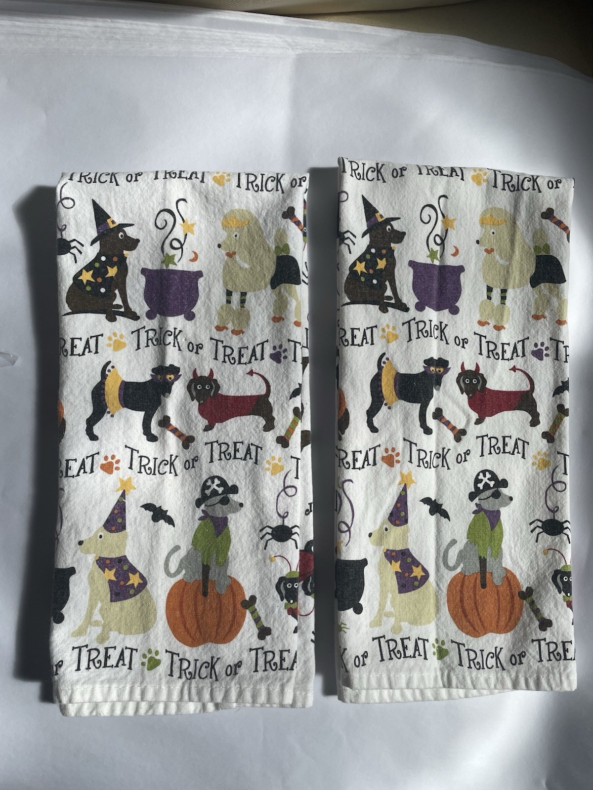 S Set Of 2 Dogs  In Costumes On White Preowned