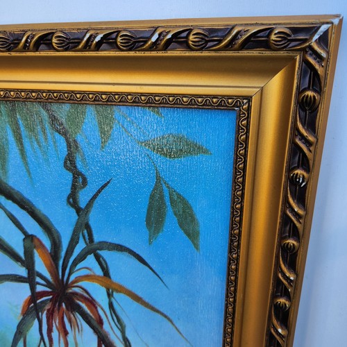 Tropical Parrot Colorful Birds Jungle Painting Gold Ornate Framed Wall Art Hang - Picture 8 of 13