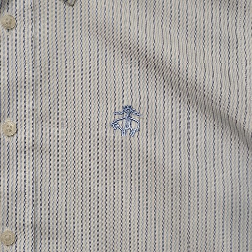 Brooks Brothers Fleece Boy's Blue Striped Long Sleeve Button Up Shirt Size Large - Picture 2 of 7