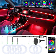 6-in-1 RGB Car Interior LED Strip Lights Kit with App USB Control