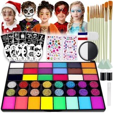 K KERNOWO Face Painting Kit for Kids - 42 Colors Water Activated Face Paint K...