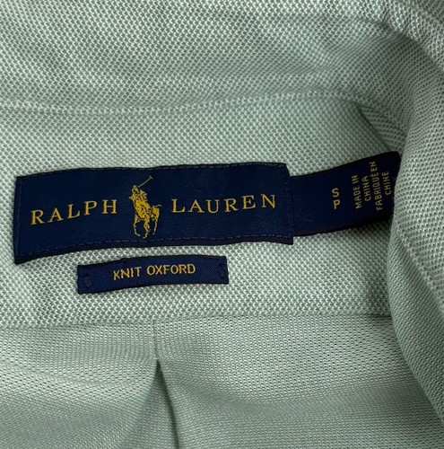 Ralph Lauren Men S Knit Oxford Pique Button Down Mint Green Flesh Pony Vintage - Picture 5 of 6