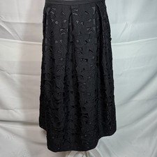 Vintage Talbots Pure Silk Skirt Womens Size 10 Black 100 Silk Cutout Floral