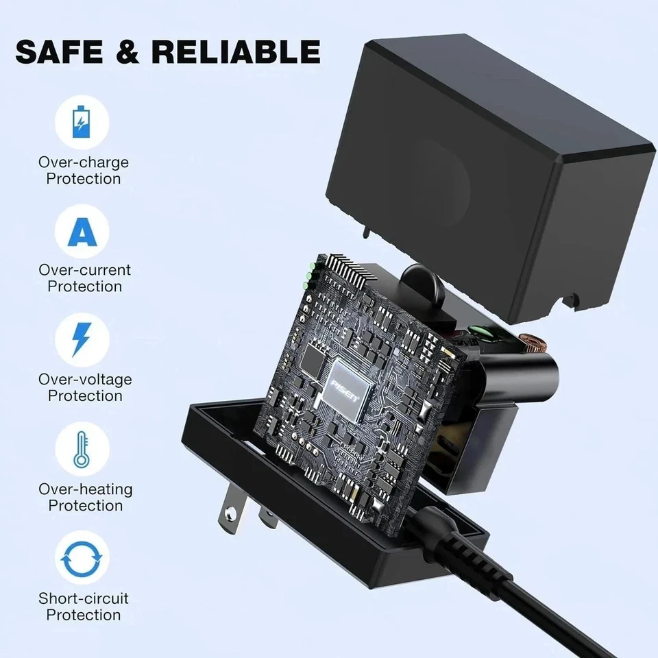 Cable cargador de viaje de pared para el hogar adaptador de fuente de alimentación de CA para Nintendo Switch 2.4A Foto 4 de 4