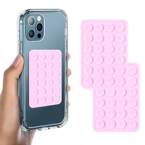 Suction Phone Case Mount, 2Pcs Silicone Phone Suction Grip 2Pcs-Light Pink - Photo 2 sur 7