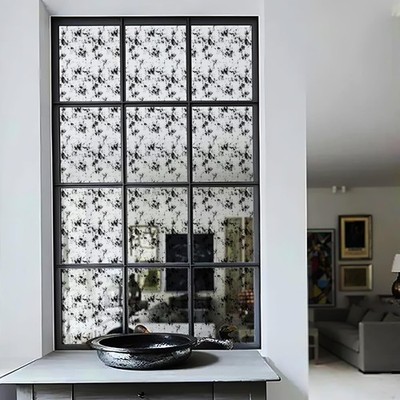 Static Cling Faux Antique Mirror Texture Window Film, Luxury Aged Black Mist ...