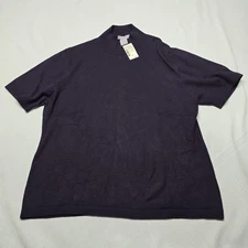 Vintage New Alex Garfield & Marks Silk Mock Neck Eggplant Purple Womens Top XL