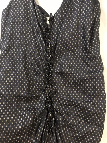 Isabel Marant Etoile Kleid Damen Größe 36 Blau Gold Leinen Rüschen Ärmellos Reißverschluss - Bild 12 von 12