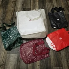 Lululemon Shopping Bags Lot Of 5 Small Red White Black Green Reusable 