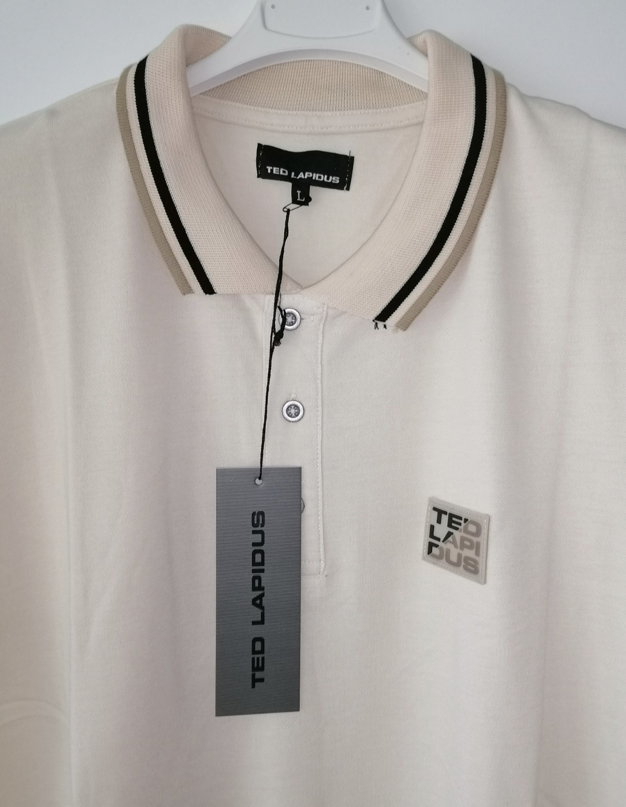 Ted Lapidus Homme Mens Polo Shirt Size L Short Sleeve Polo Lightweight Thin New image 3