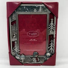 St. Nicholas Square 4”x6” Christmas Picture Frame Snowmen & Trees – New in Box