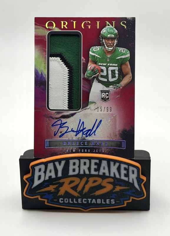 2022 Panini Origins #157 Breece Hall Rpa Rookie Patch Auto Red #/99