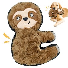 8.66 Inch Brown Sloth Squeaky Plush Dog Toy, Durable Chew Toy for Puppy Teeth...