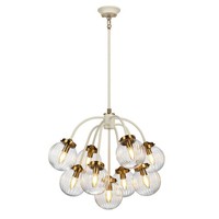 HäNgelampe Kugel Schirm Glas Metall In Creme Messing Ø67Cm HäNgeleuchte Esstisch