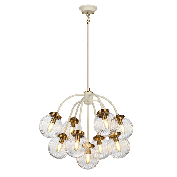 HäNgelampe Kugel Schirm Glas Metall In Creme Messing Ø67Cm HäNgeleuchte Esstisch-image