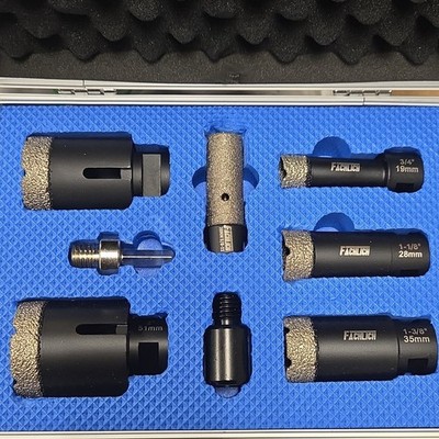 Fachlich Diamond Drill Bits Set for Tile & Marble, 7pcs, 19-51mm, Angle Grinder