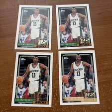 Lee Mayberry, 1992-93 Topps Gold #390 Milwaukee Bucks, RC + 3 Regular (4 cards)