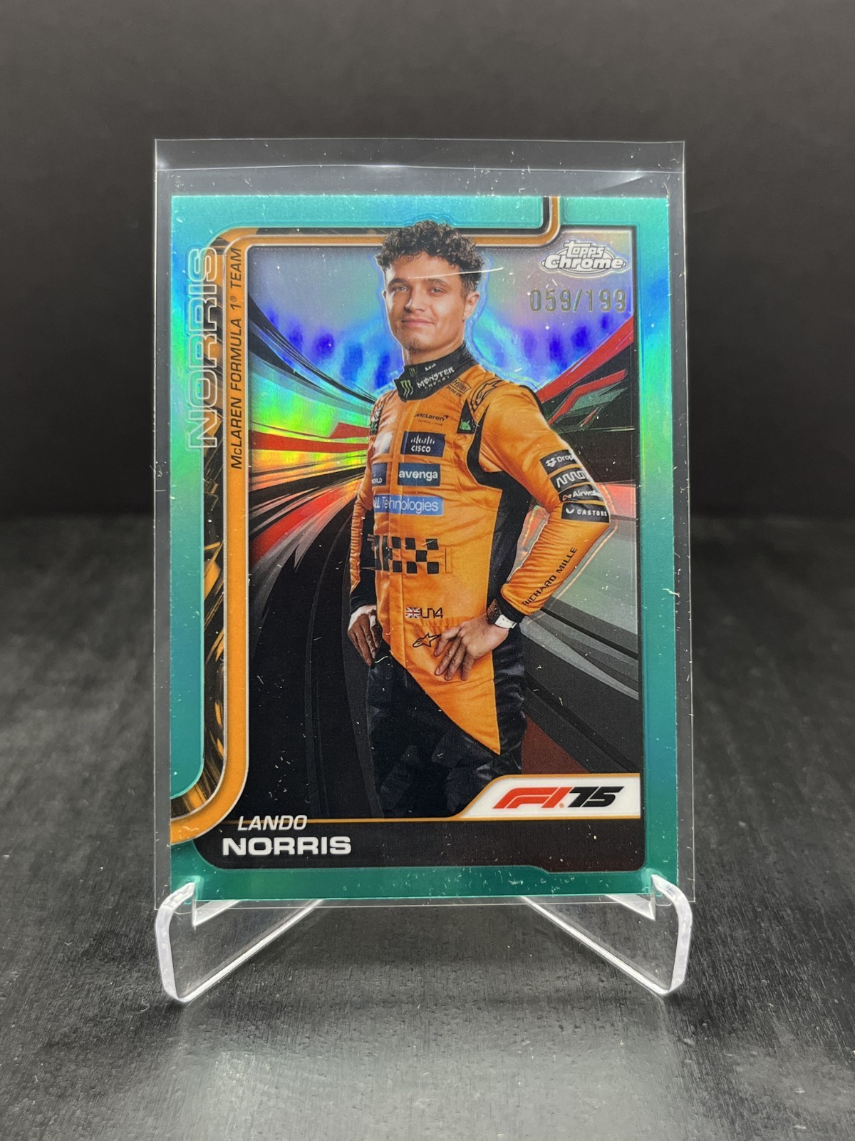 2025 Topps Chrome Formula 1 F1 Lando Norris Portrait Aqua Refractor 059/199 #5