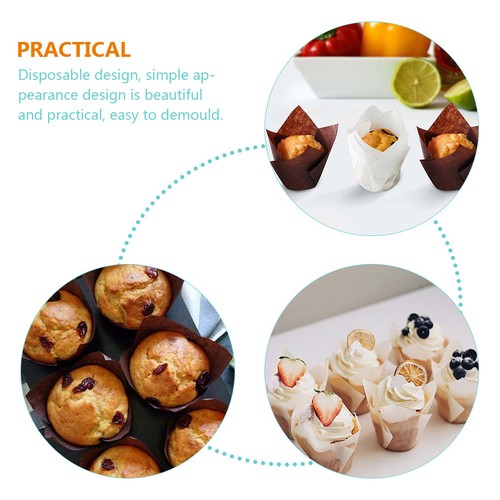  150 piezas Cupcake de tulipán -Envoltura Tulipanes Muffin Liner Tulipán Bandeja para hornear - Imagen 9 de 12