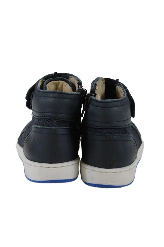 Zapatillas altas Jacadi para niños con cremallera lateral con cordones corte láser cuero azul talla 25 Foto 3 de 4