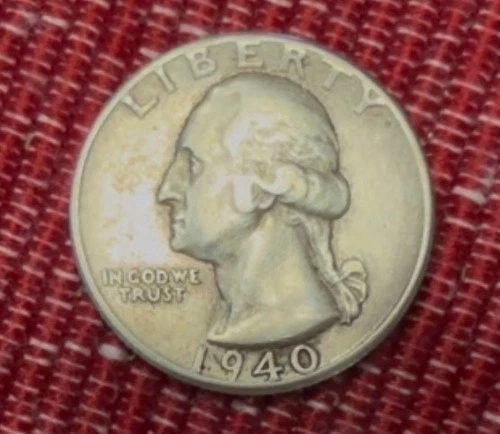 1940 No Mint Mark Washington Quarter, 90% Silver, Good Condition, SCARCE