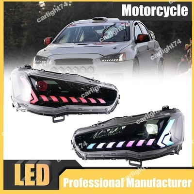 LED RGB Headlights For Mitsubishi Lancer EVO EX 2008-2017 Start Animation