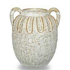 Vintage Ceramic Vase with 2 Handles,Farmhouse White Vase for Home 6.1 inches