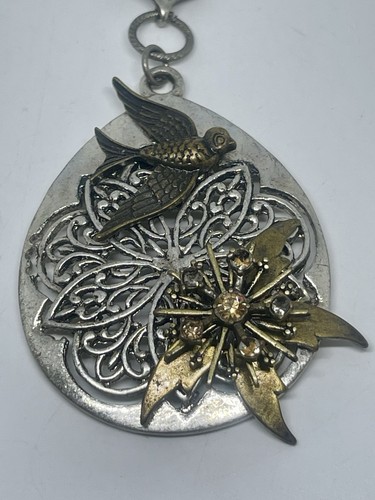 Colgante Decorativo Vintage Flor Pájaro Cristal Estrás Ornamentado Metales Mezclados - Imagen 3 de 12