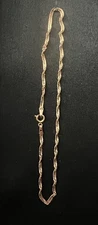18K Rose Gold 2mm Sparkly Cut Dainty Twisted Curb Link Chain Anklet 10” RCI 2gms