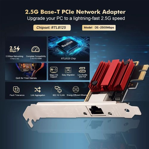 2.5Gbps Netzwerkkarte RTL8125 Clip RJ45 Port PCI-E Netzwerkkarte für PC Win10/11 - Bild 17 von 19