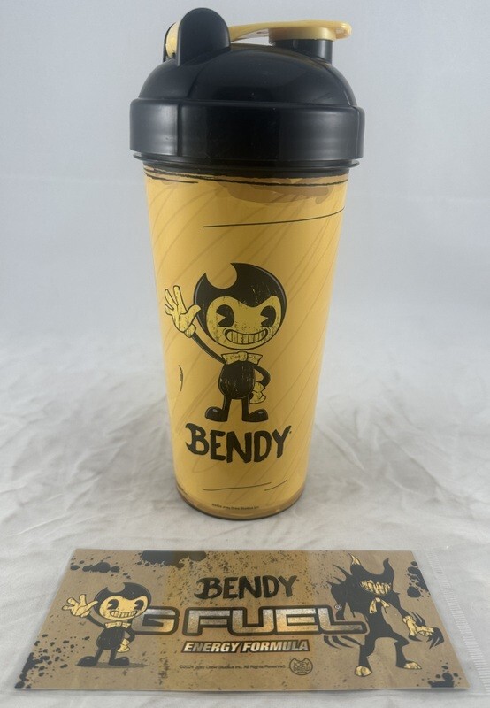 Totalmente Nuevo G Fuel 24 OZ Vacío Limitado Coctelera Taza y Pegatina Bendy Videojuego