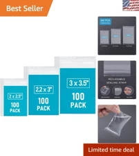 Compact 300PCS Assorted Size Resealable Bags - Perfect for Crafts & Organization