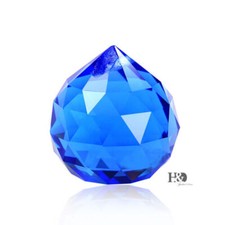 BLUE CRYSTAL BALL SUN CATCHER FENG SHUI HANGING CRYSTAL RAINBOW PRISM 30MM