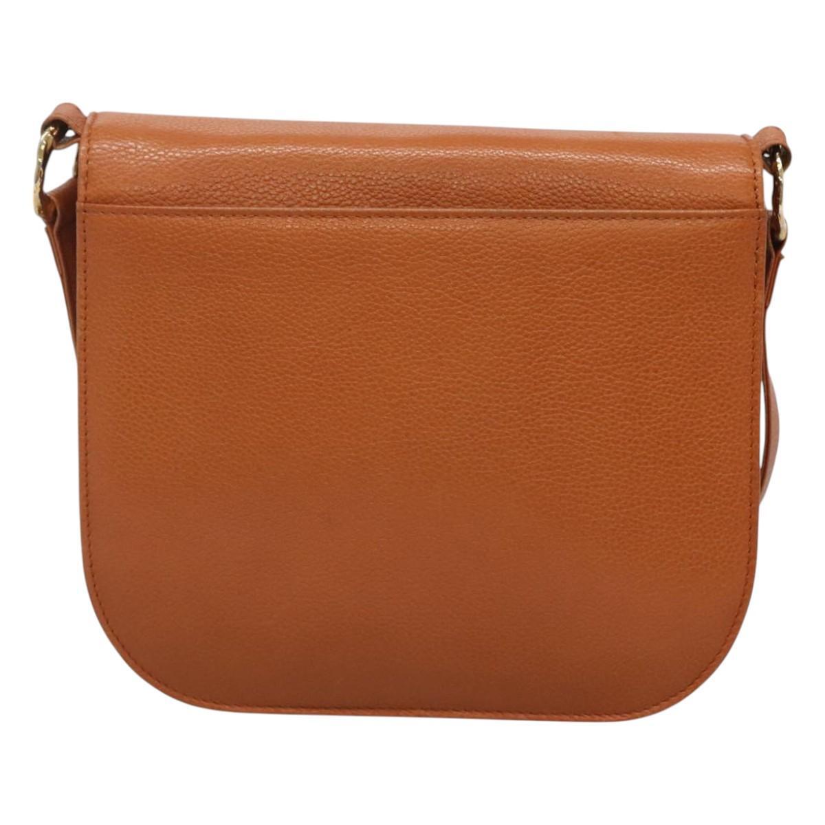 Borsa a tracolla SAINT LAURENT pelle marrone oro Auth 121976