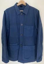 DRAKE'S London Navy Cotton Twill Five Pocket Chore Jacket Coat 36 SMALL